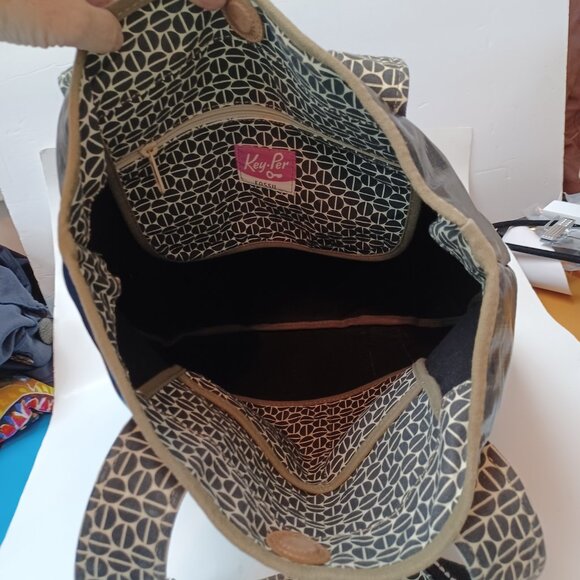 Fossil Key Per Bag Large Black Waxed Canvas Shoulder Tote - Picture 8 of 16